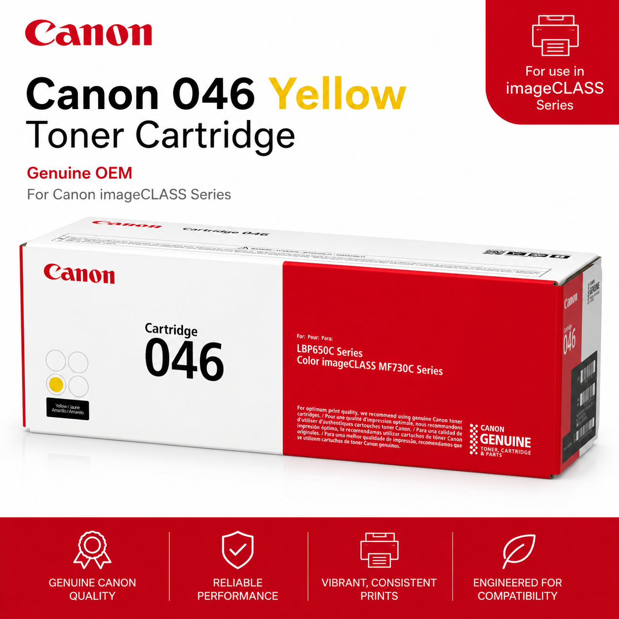 Canon 046 Yellow Toner Cartridge Genuine OEM