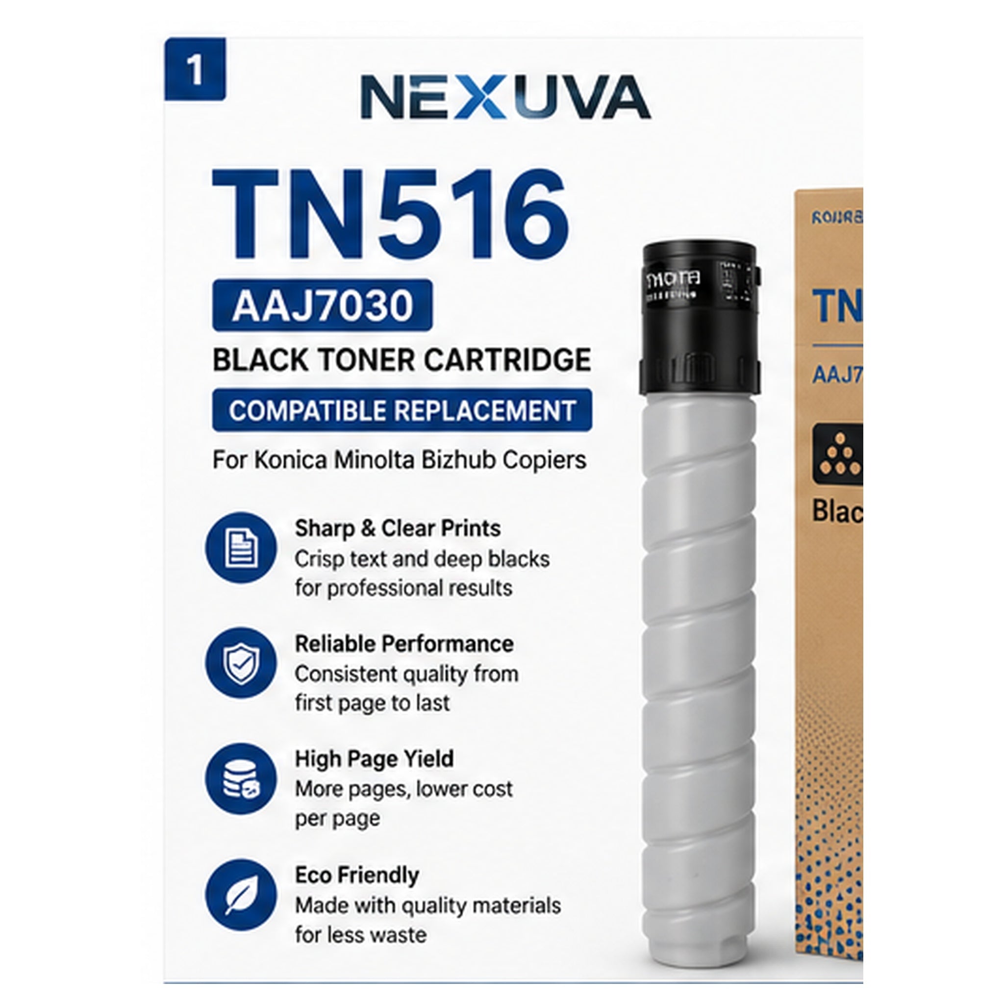 NEXUVA Konica Minolta TN516 AAJ7030 Black Toner Cartridge Replacement for Konica Minolta Bizhub