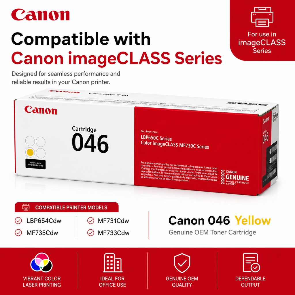 Canon 046 Yellow Toner Cartridge Genuine OEM