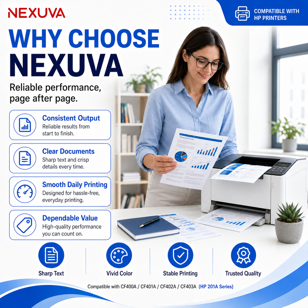 طقم خراطيش حبر كانون 045 متوافقة مع NEXUVA - 4 عبوات - أسود، سماوي، أرجواني، أصفر