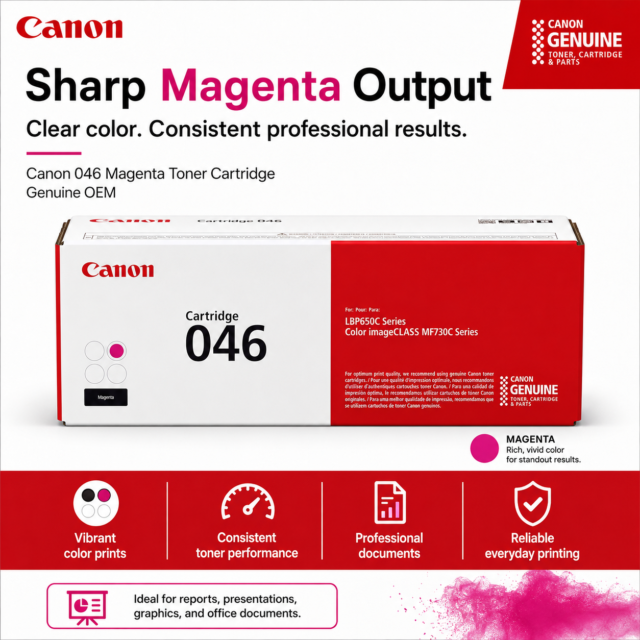 Canon 046 Magenta Toner Cartridge Genuine OEM