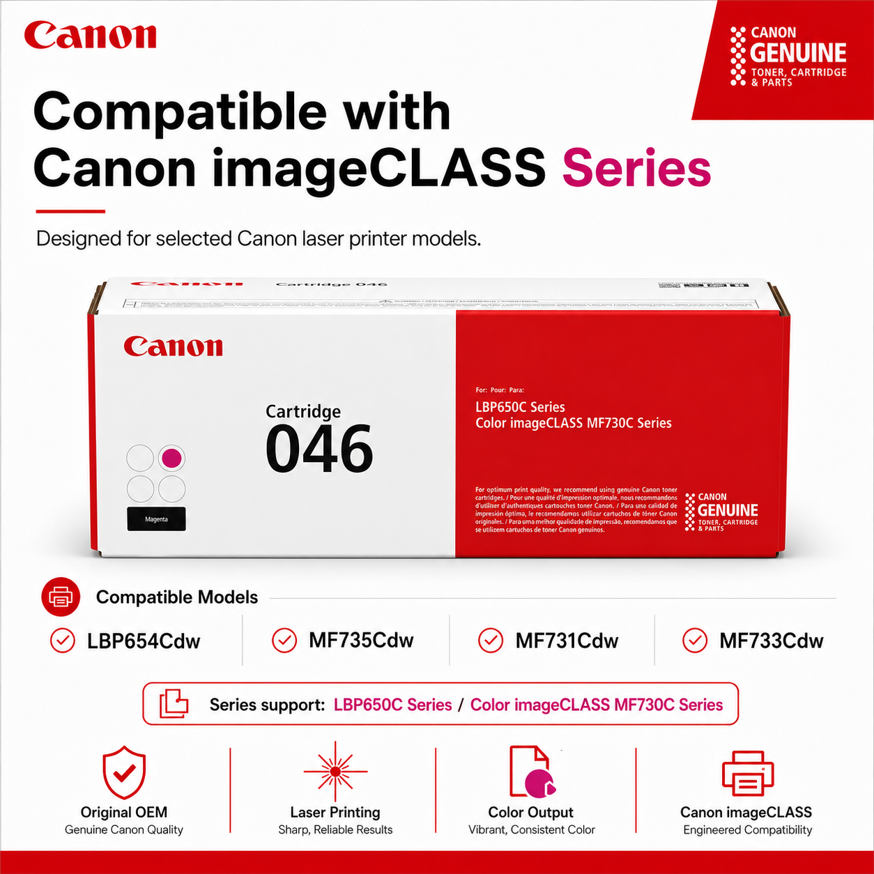 Canon 046 Magenta Toner Cartridge Genuine OEM