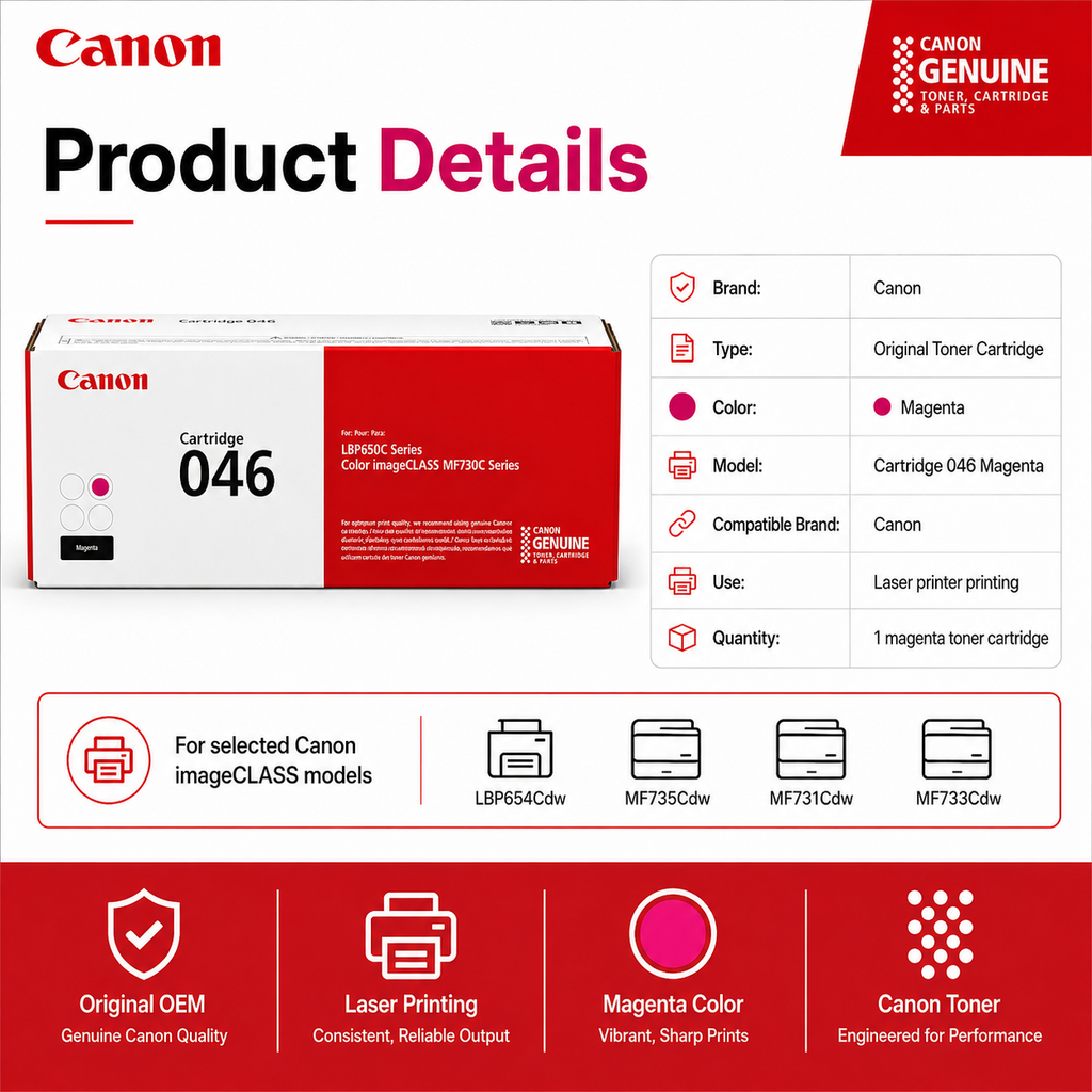 Canon 046 Magenta Toner Cartridge Genuine OEM
