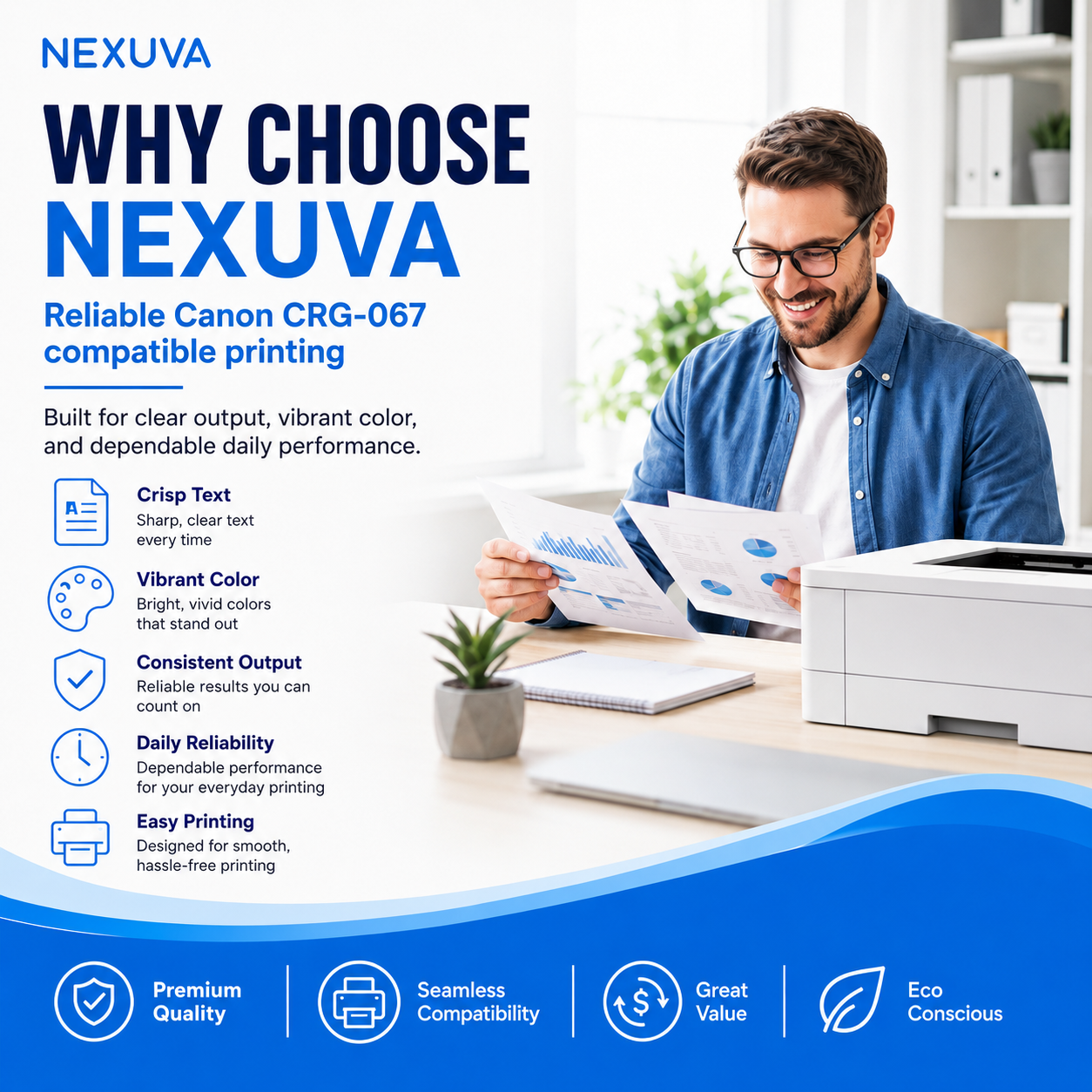 طقم خراطيش تونر NEXUVA CRG-067 متوافق مع Canon Color imageCLASS عدد 4 قطع