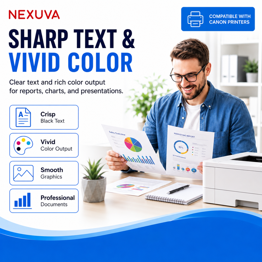 NEXUVA CRG-067H Compatible Toner Cartridge 4-Pack Set for Canon - Black, Cyan, Magenta, Yellow