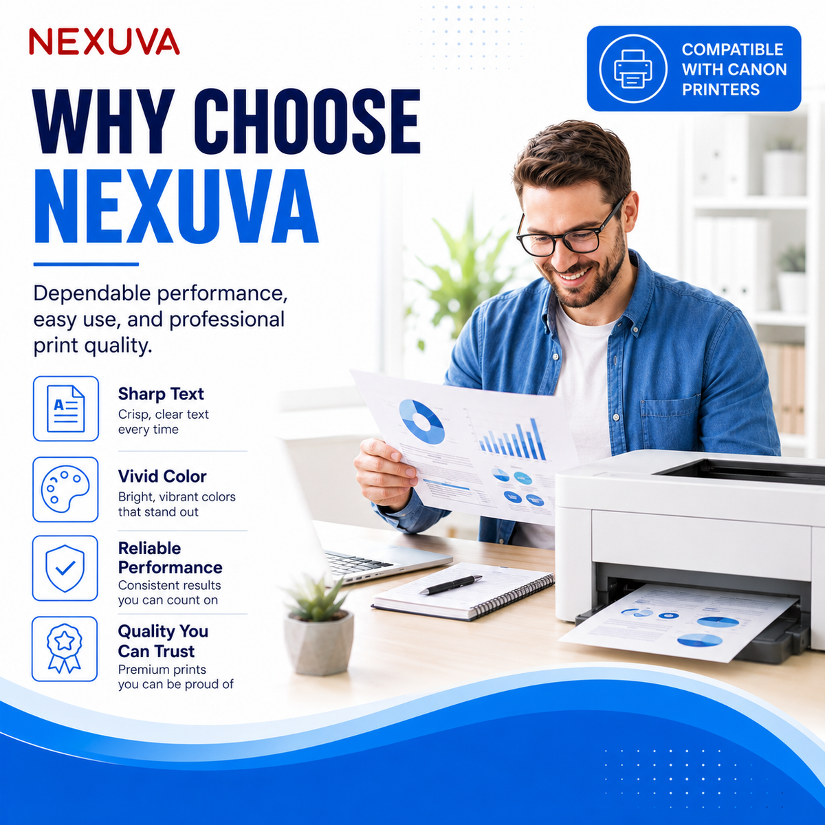 NEXUVA CRG-067H Compatible Toner Cartridge 4-Pack Set for Canon - Black, Cyan, Magenta, Yellow