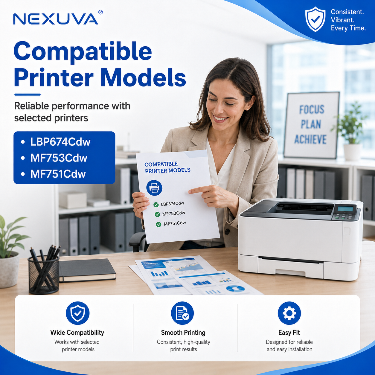 طقم خراطيش حبر متوافقة مع NEXUVA CRG-069H من 4 عبوات لطابعات كانون - أسود، سماوي، أرجواني، أصفر
