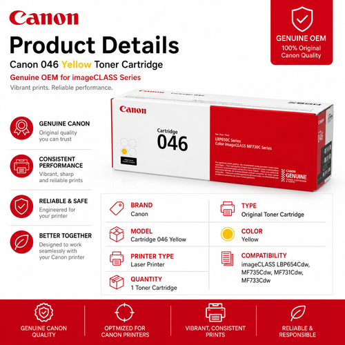 Canon 046 Yellow Toner Cartridge Genuine OEM