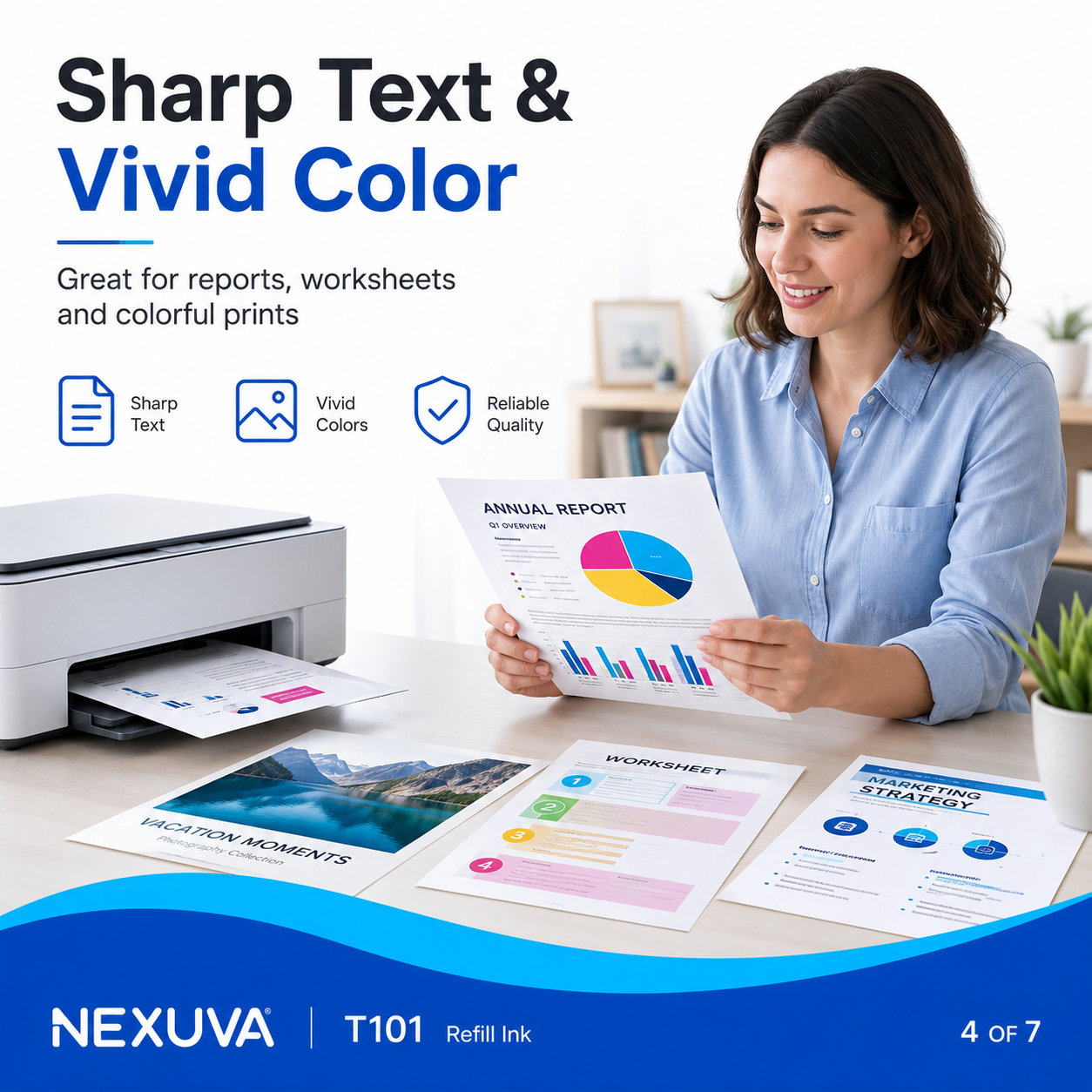 NEXUVA T101 Compatible Refill Ink Bottle Set - Black, Cyan, Magenta, Yellow