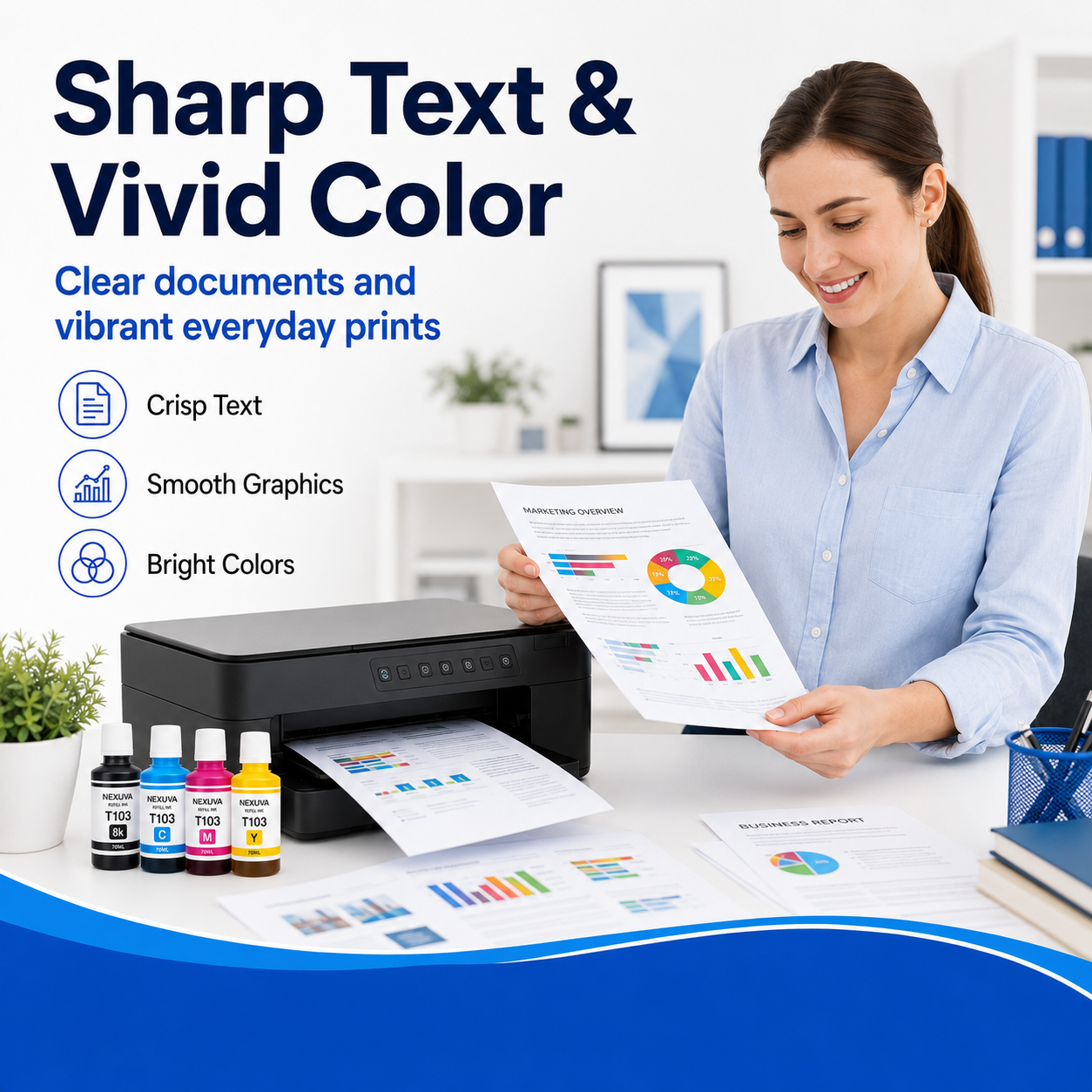 NEXUVA T103 Compatible Refill Ink Bottle Set - Black, Cyan, Magenta, Yellow