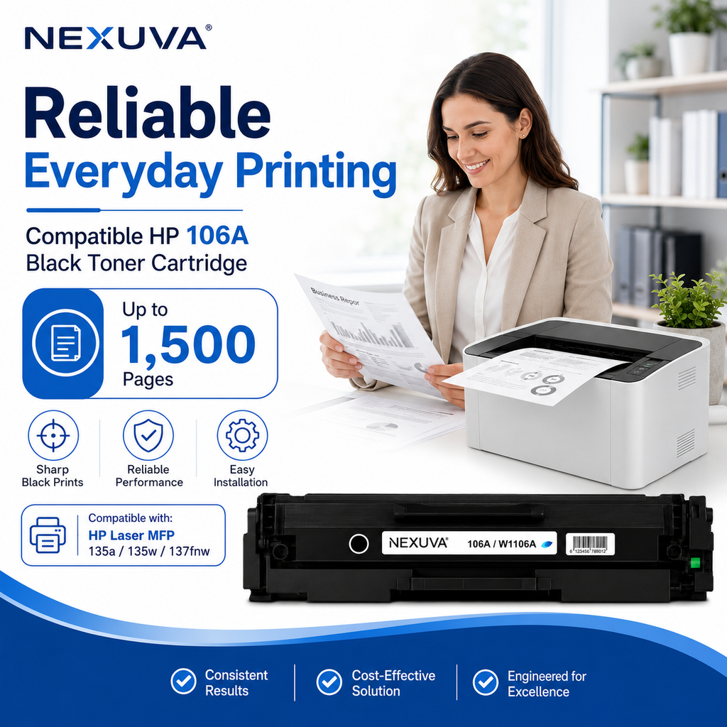 NEXUVA Compatible HP 106A Black Toner Cartridge – W1106A, 1.5K Pa