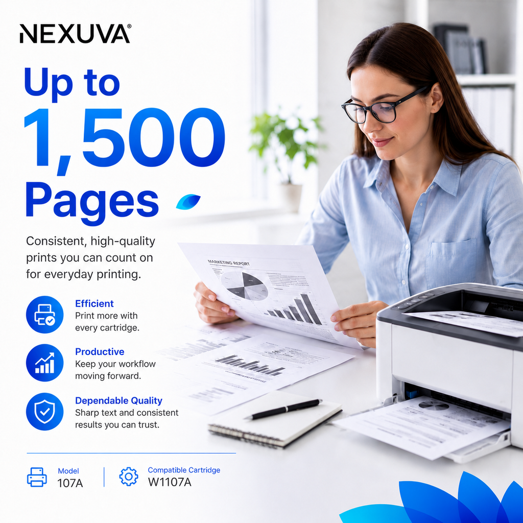 NEXUVA Compatible HP 107A Black Toner Cartridge – W1107A, 1,500 Pages