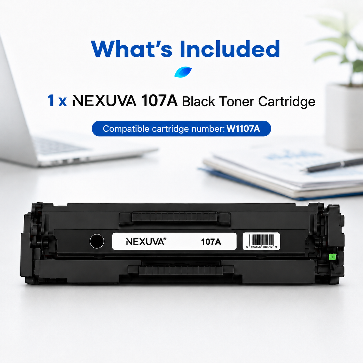 NEXUVA Compatible HP 107A Black Toner Cartridge – W1107A, 1,500 Pages