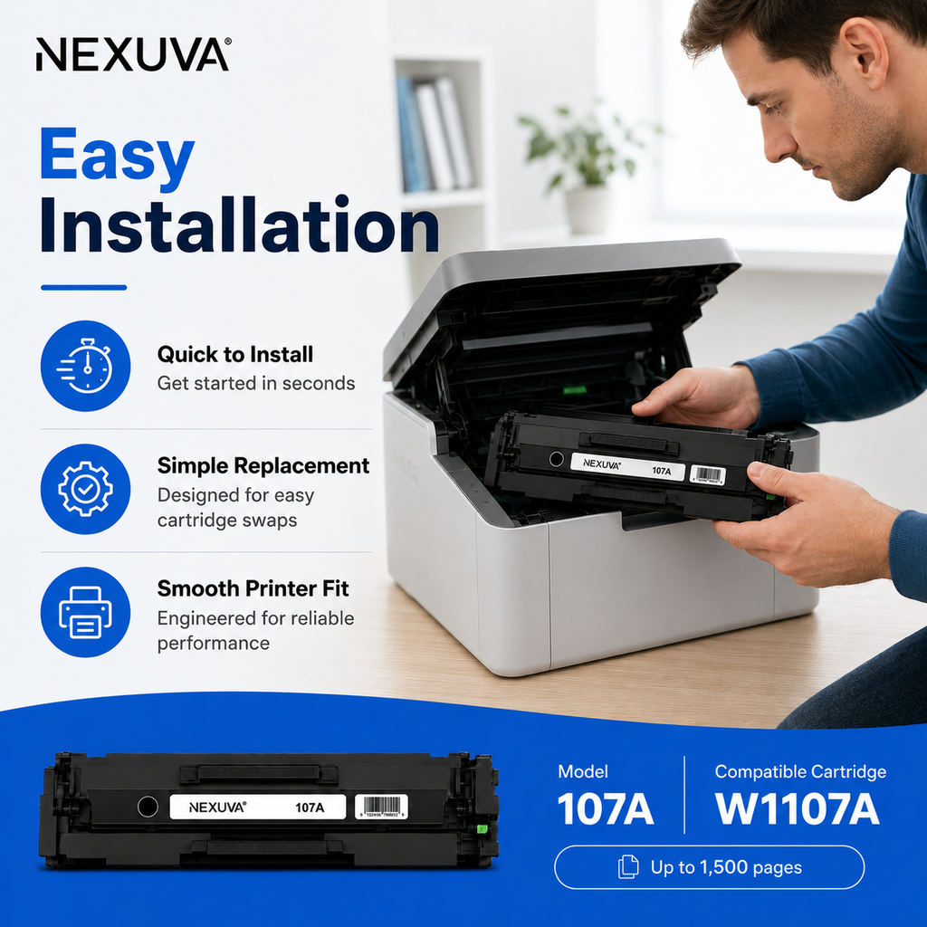 NEXUVA Compatible HP 107A Black Toner Cartridge – W1107A, 1,500 Pages