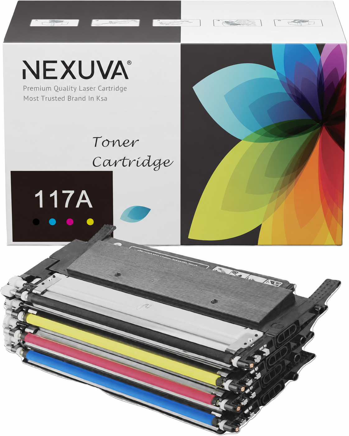 NEXUVA Compatible HP 117A Toner Cartridge Set, Black Cyan Magenta Yellow