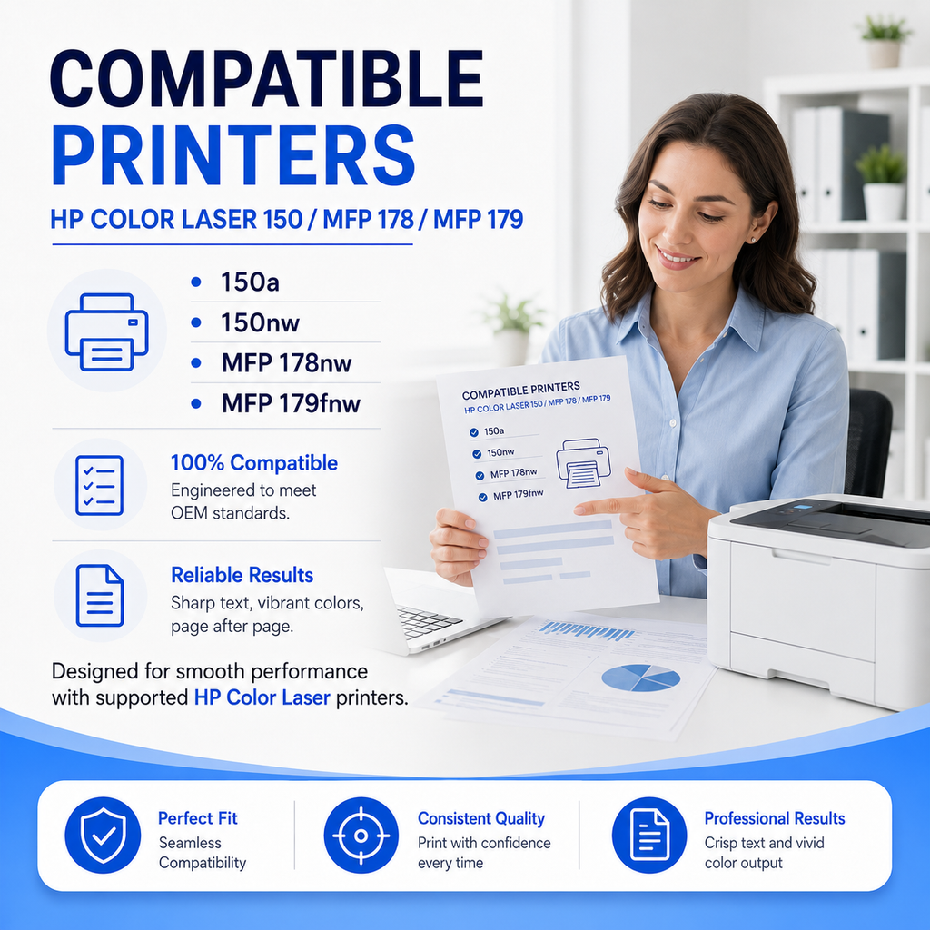 مجموعة خراطيش حبر NEXUVA المتوافقة مع HP 117A، أسود سماوي أرجواني أصفر