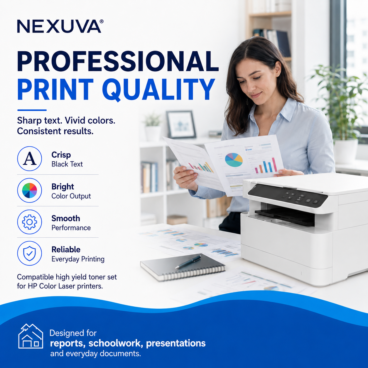 NEXUVA Compatible HP 117X High Yield Toner Cartridge Set, Black Cyan Magenta Yellow
