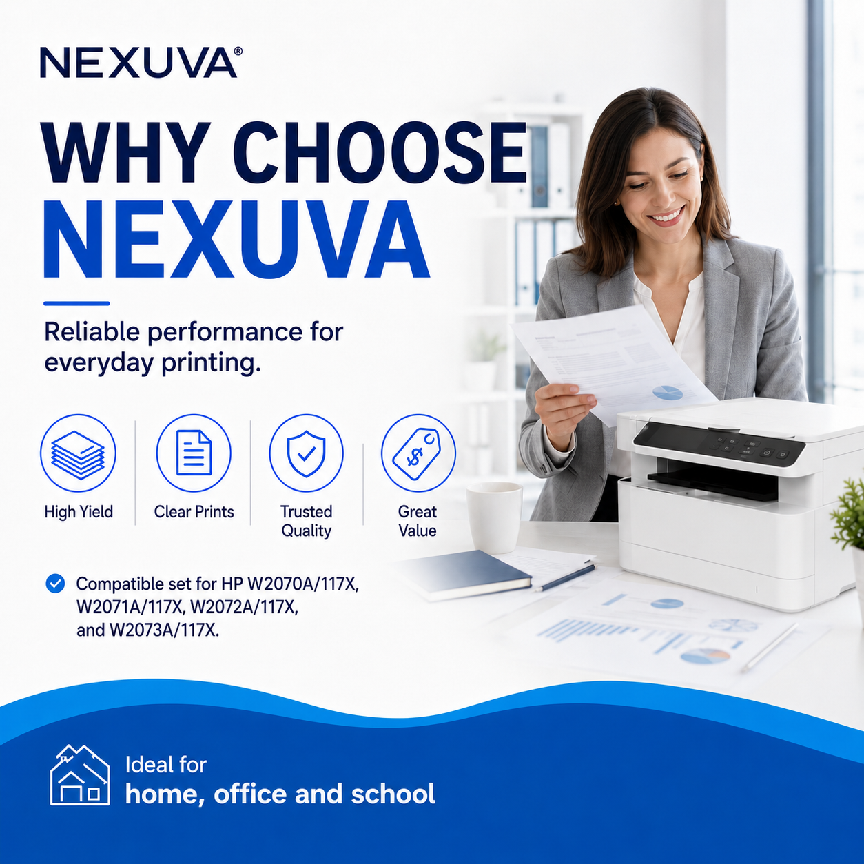 NEXUVA Compatible HP 117X High Yield Toner Cartridge Set, Black Cyan Magenta Yellow