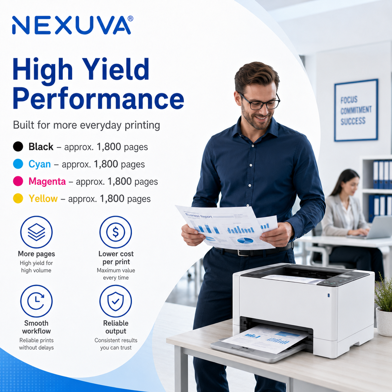 NEXUVA 130X High-Yield Compatible Toner Cartridge 4-Pack Set for HP 130A – CF350A CF351A CF352A CF353A