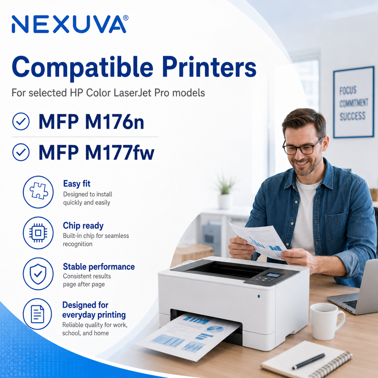 NEXUVA 130X High-Yield Compatible Toner Cartridge 4-Pack Set for HP 130A – CF350A CF351A CF352A CF353A