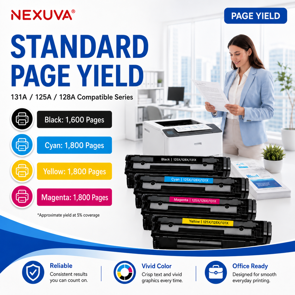 NEXUVA 131A Compatible Toner Cartridge Set for HP CF210A CF211A CF212A CF213A – Black, Cyan, Yellow and Magenta