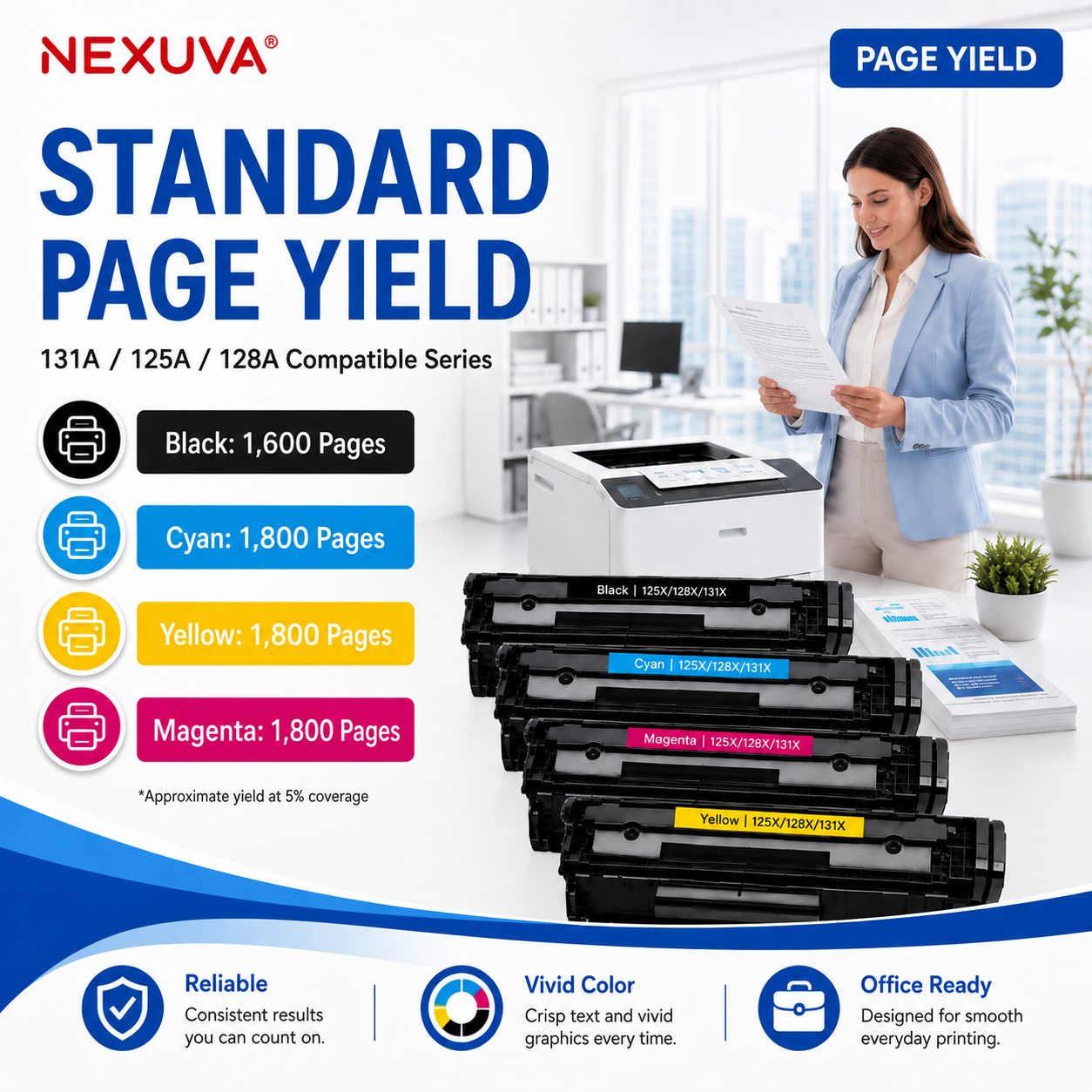 NEXUVA 131A Compatible Toner Cartridge Set for HP CF210A CF211A CF212A CF213A – Black, Cyan, Yellow and Magenta