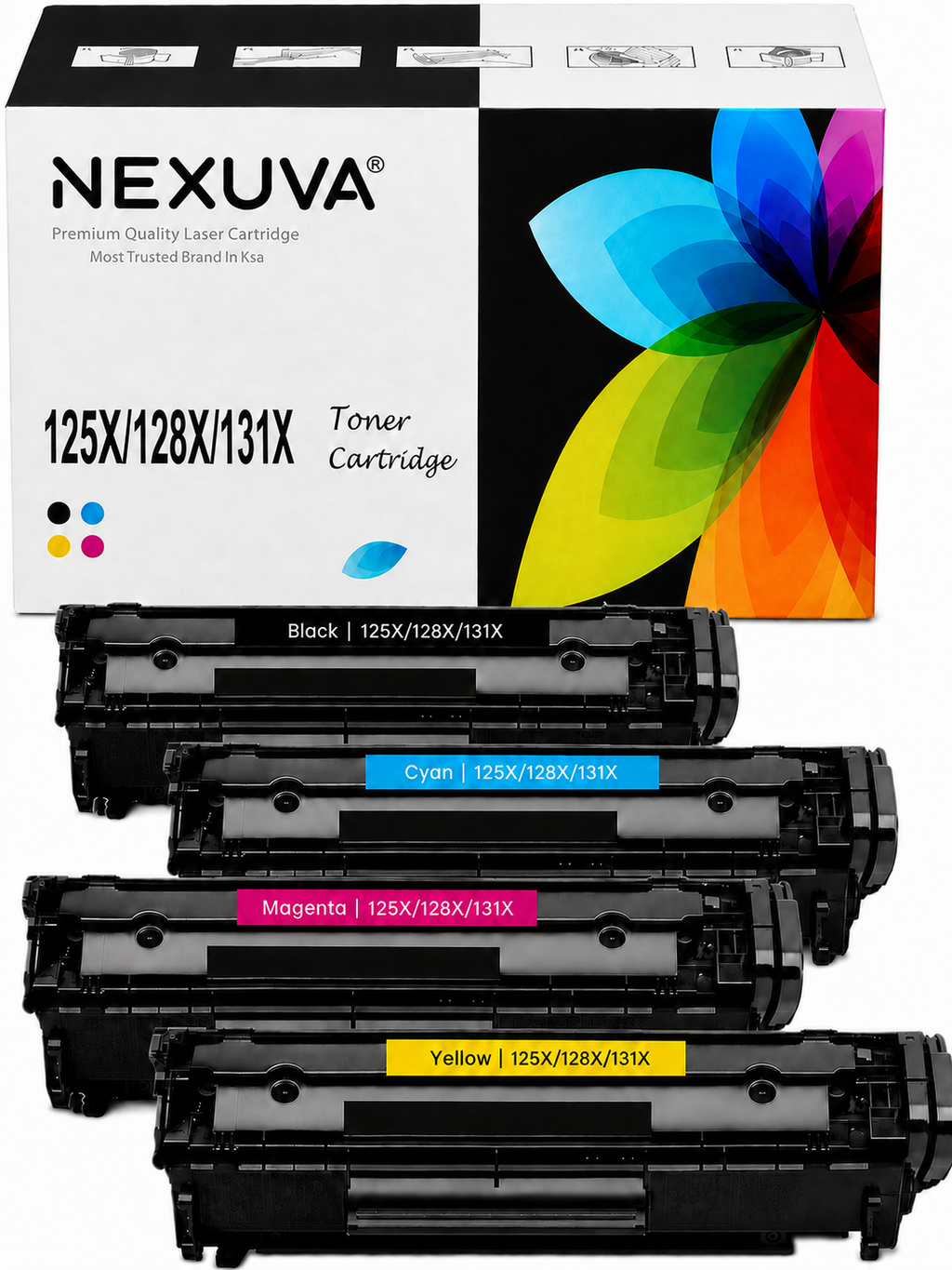 NEXUVA 131X/131A Compatible Toner Cartridge Set for HP CF210X CF211A CF212A CF213A – Black, Cyan, Yellow and Magenta