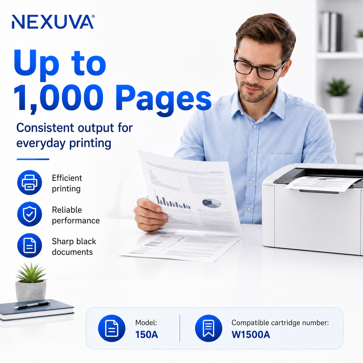 NEXUVA Compatible HP 150A Black Toner Cartridge – W1500A, 1,000 Pages