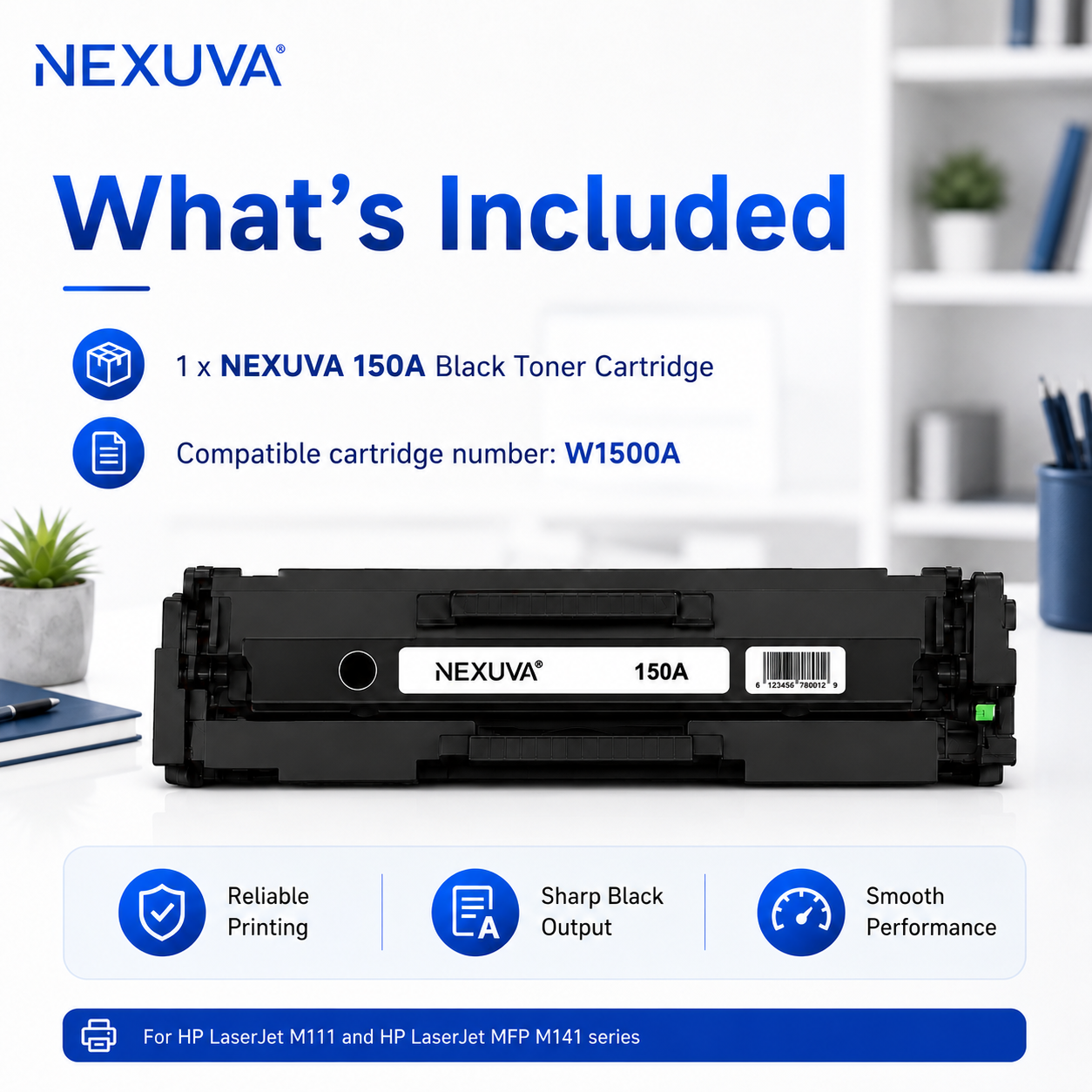 NEXUVA Compatible HP 150A Black Toner Cartridge – W1500A, 1,000 Pages