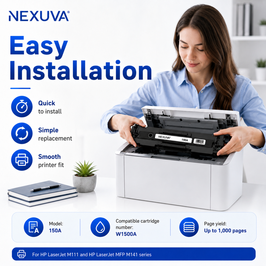 NEXUVA Compatible HP 150A Black Toner Cartridge – W1500A, 1,000 Pages