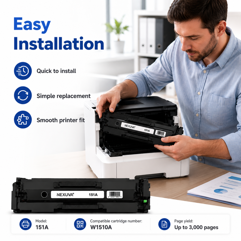 NEXUVA Compatible HP 151A Black Toner Cartridge – W1510A, 3,000 Pages