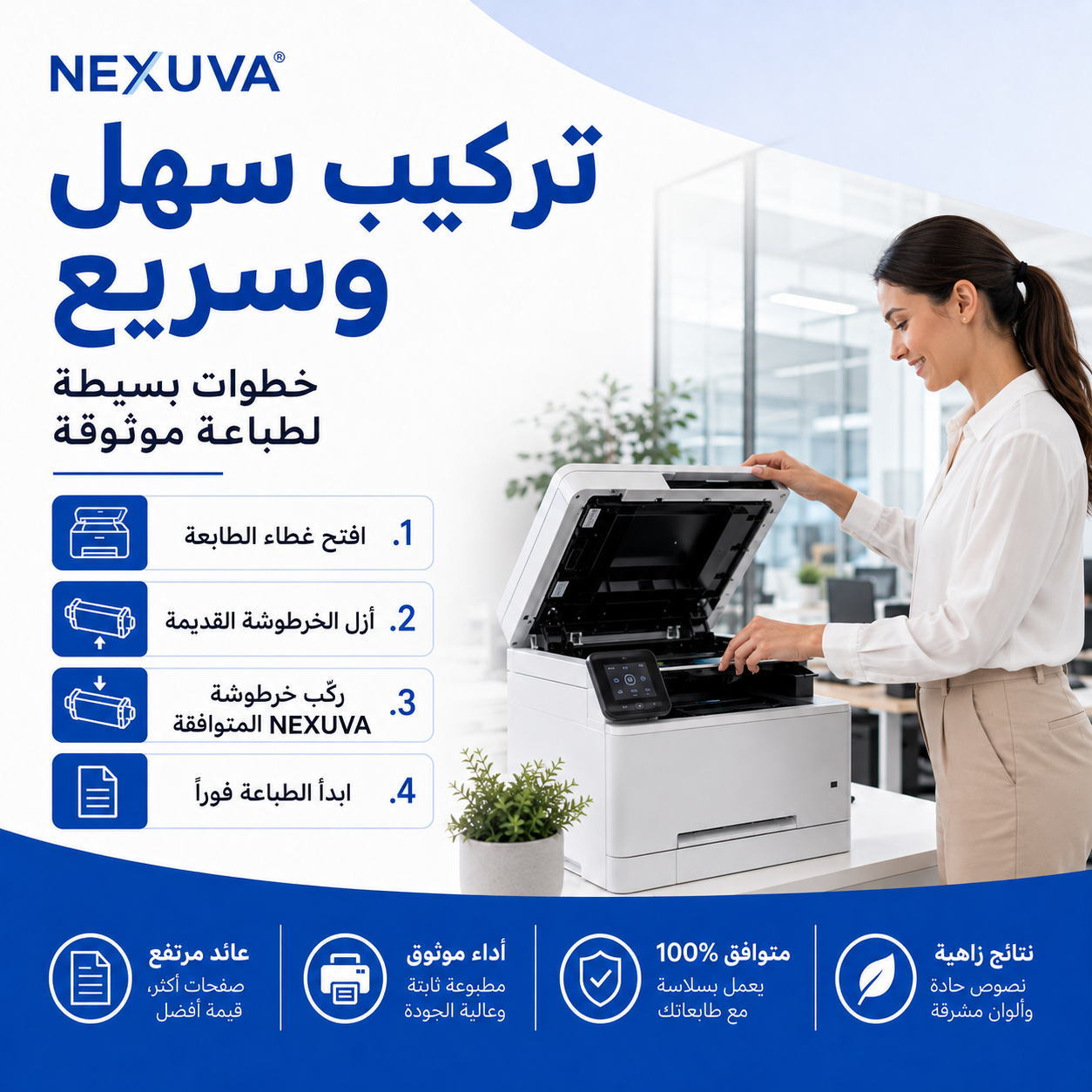 NEXUVA Compatible HP 222X Toner Cartridge 4-Pack Set - Black, Cyan, Magenta, Yellow