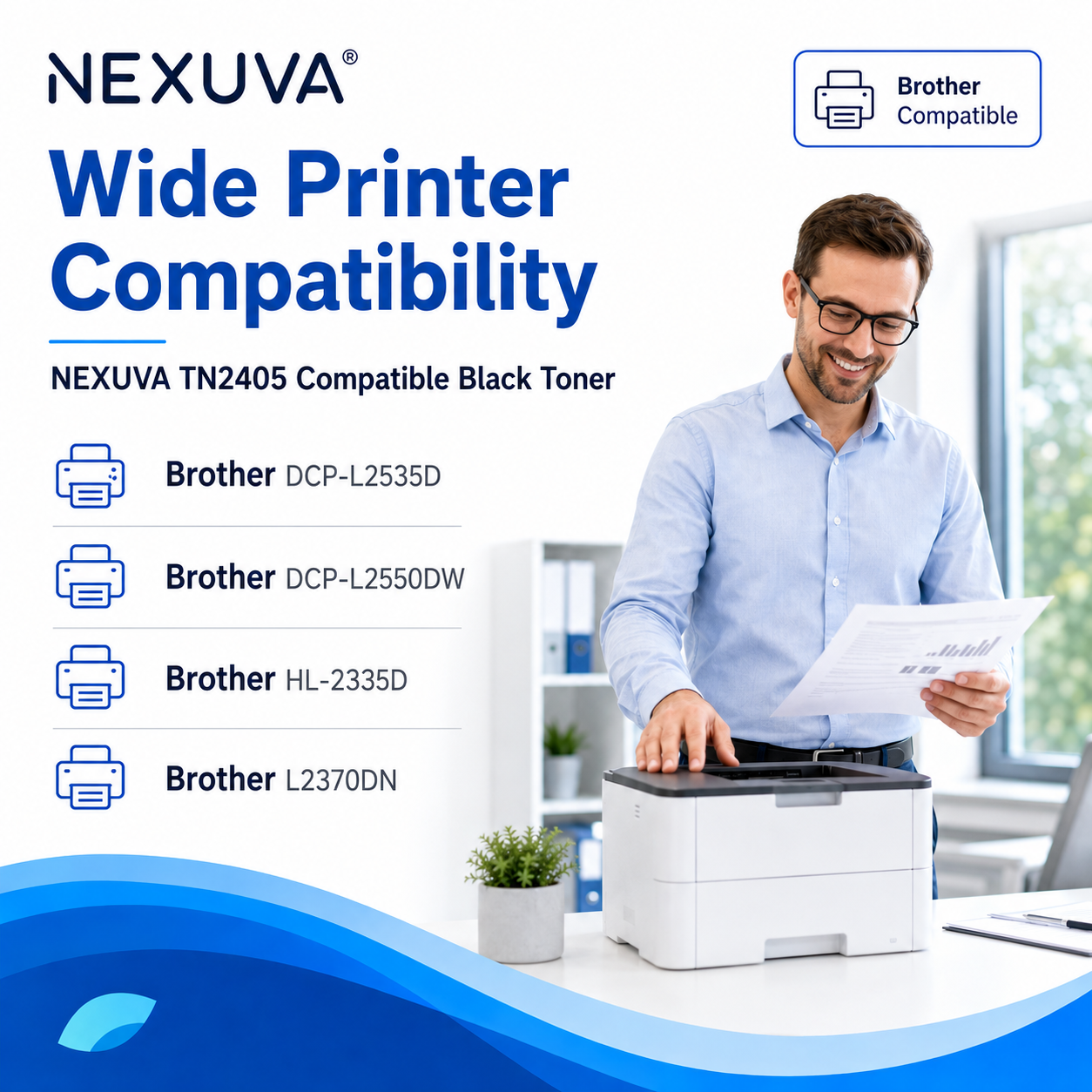 NEXUVA Compatible Brother TN2405 Black Toner Cartridge – 1,200 Pages