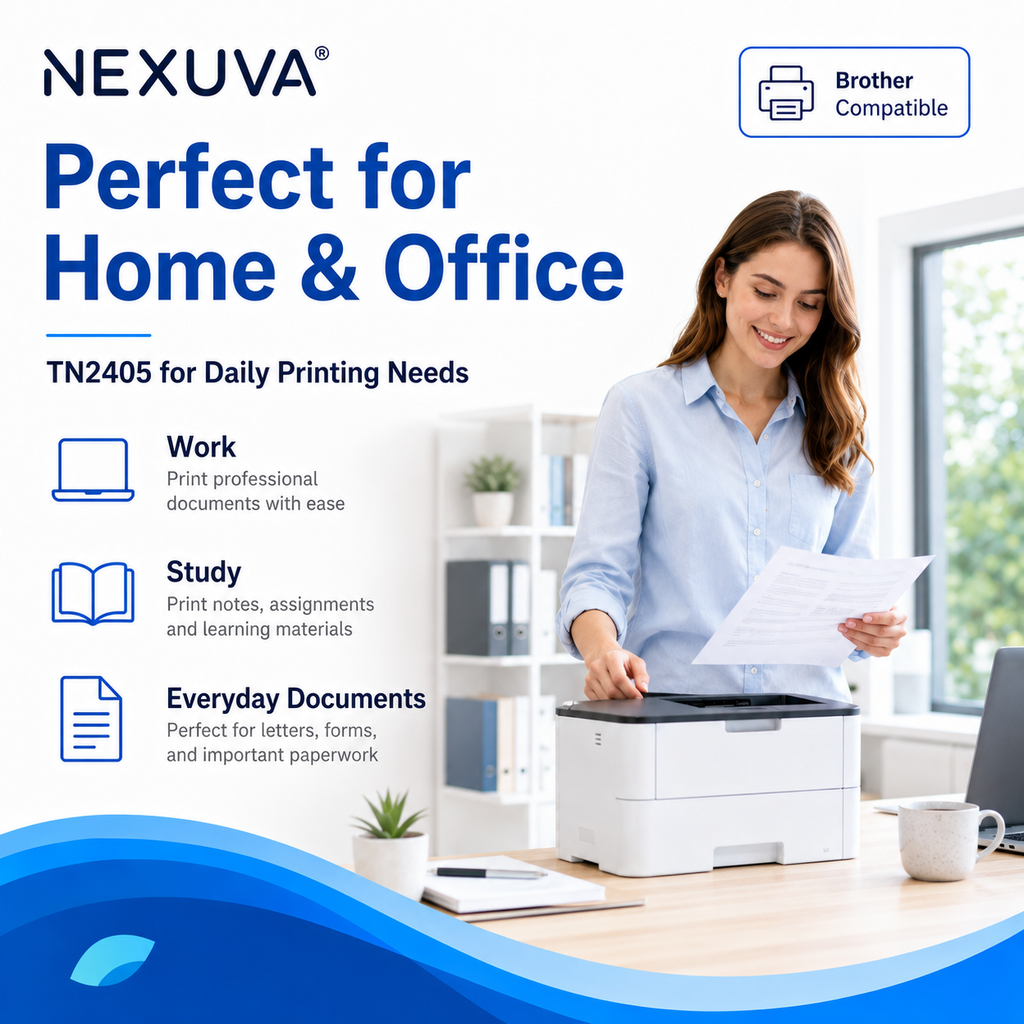 NEXUVA Compatible Brother TN2405 Black Toner Cartridge – 1,200 Pages