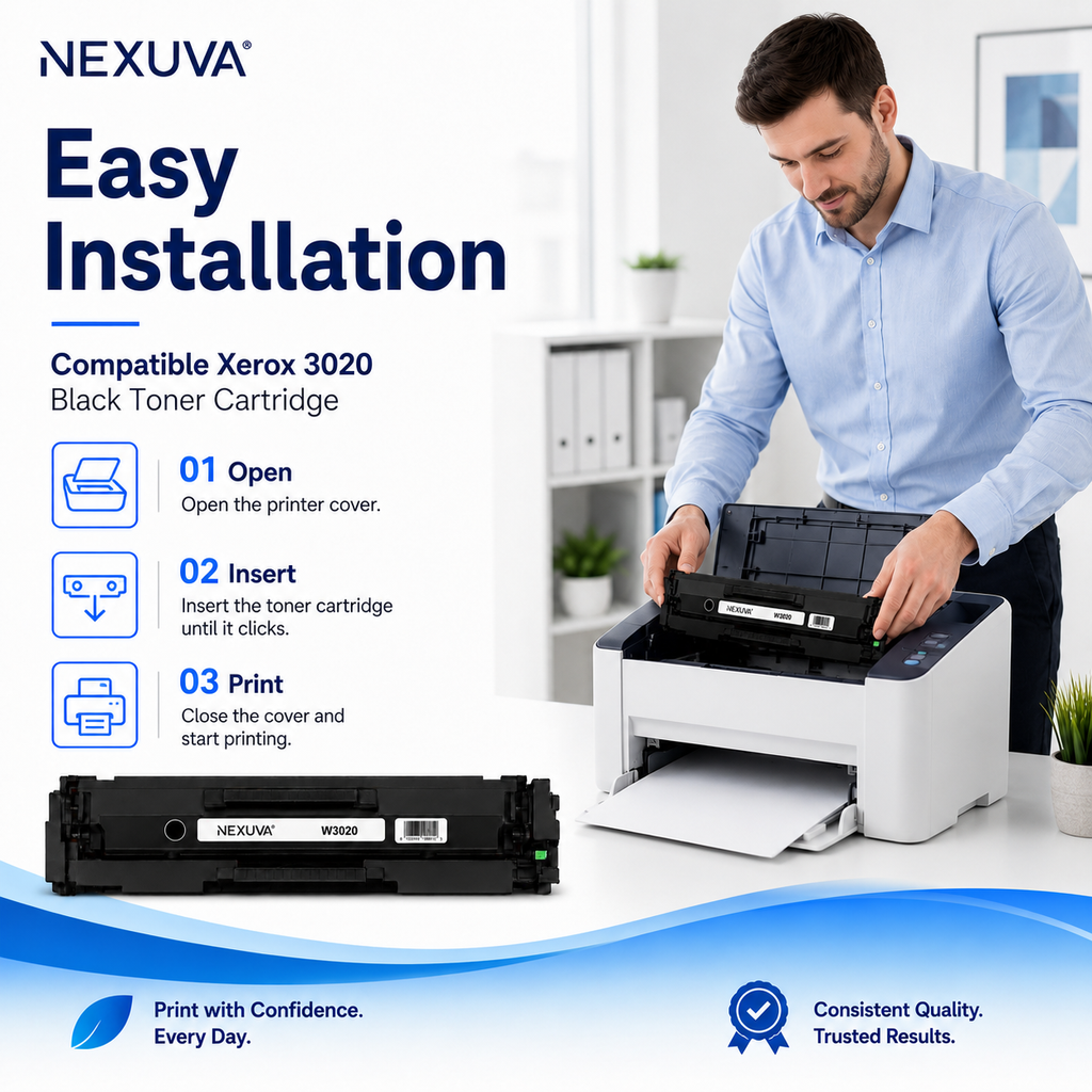 NEXUVA Compatible Xerox 3020 Black Toner Cartridge – 3,000 Pages