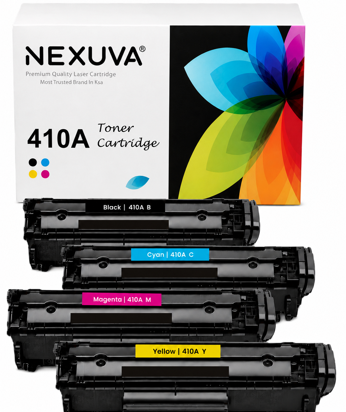 NEXUVA Compatible HP 410A Toner Cartridge 4-Pack Set, Black Cyan Magenta Yellow