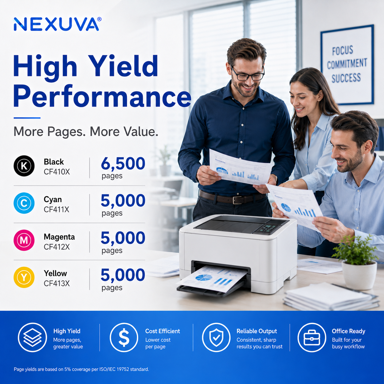 NEXUVA Compatible HP 410X High Yield Toner Cartridge 4-Pack Set, Black Cyan Magenta Yellow
