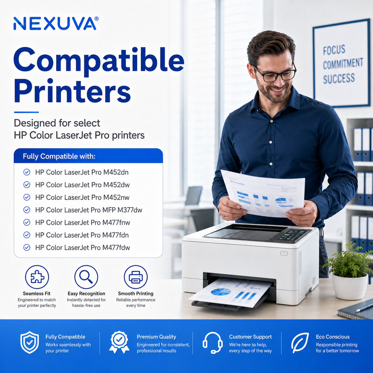 NEXUVA Compatible HP 410X High Yield Toner Cartridge 4-Pack Set, Black Cyan Magenta Yellow