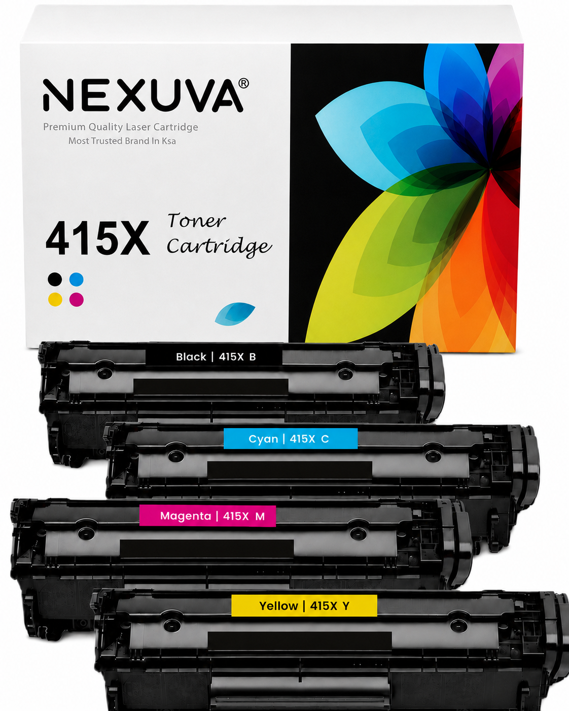 NEXUVA Compatible HP 415X High-Yield Toner Cartridge 4-Pack Set – W2030X W2031X W2032X W2033X