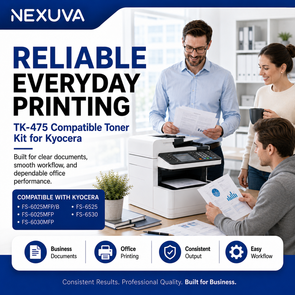 NEXUVA TK-475 Compatible Black Toner Cartridge for Kyocera FS-6025MFP, FS-6030MFP, FS-6525MFP and FS-6530MFP