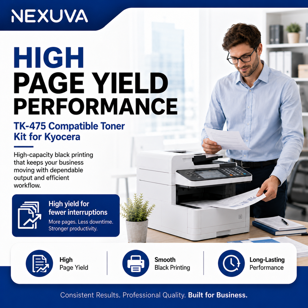 NEXUVA TK-475 Compatible Black Toner Cartridge for Kyocera FS-6025MFP, FS-6030MFP, FS-6525MFP and FS-6530MFP