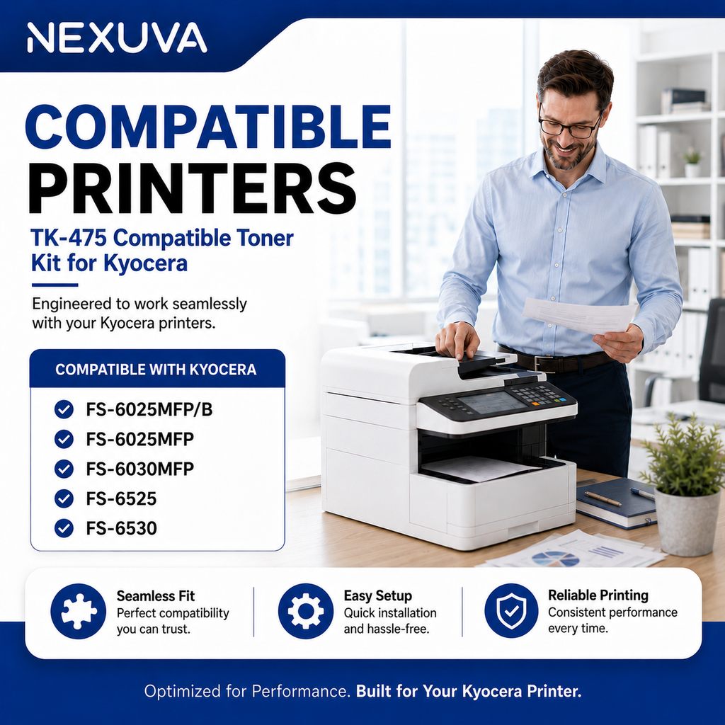 NEXUVA TK-475 Compatible Black Toner Cartridge for Kyocera FS-6025MFP, FS-6030MFP, FS-6525MFP and FS-6530MFP