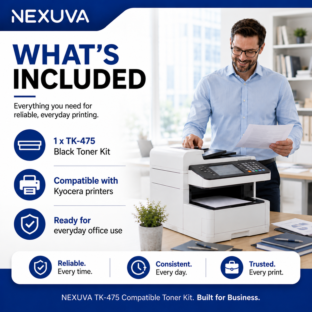 NEXUVA TK-475 Compatible Black Toner Cartridge for Kyocera FS-6025MFP, FS-6030MFP, FS-6525MFP and FS-6530MFP