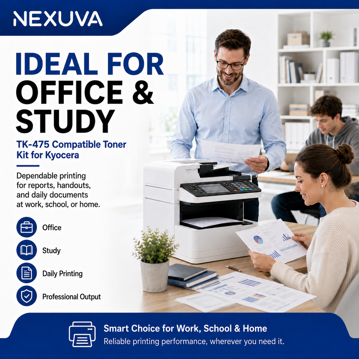 NEXUVA TK-475 Compatible Black Toner Cartridge for Kyocera FS-6025MFP, FS-6030MFP, FS-6525MFP and FS-6530MFP