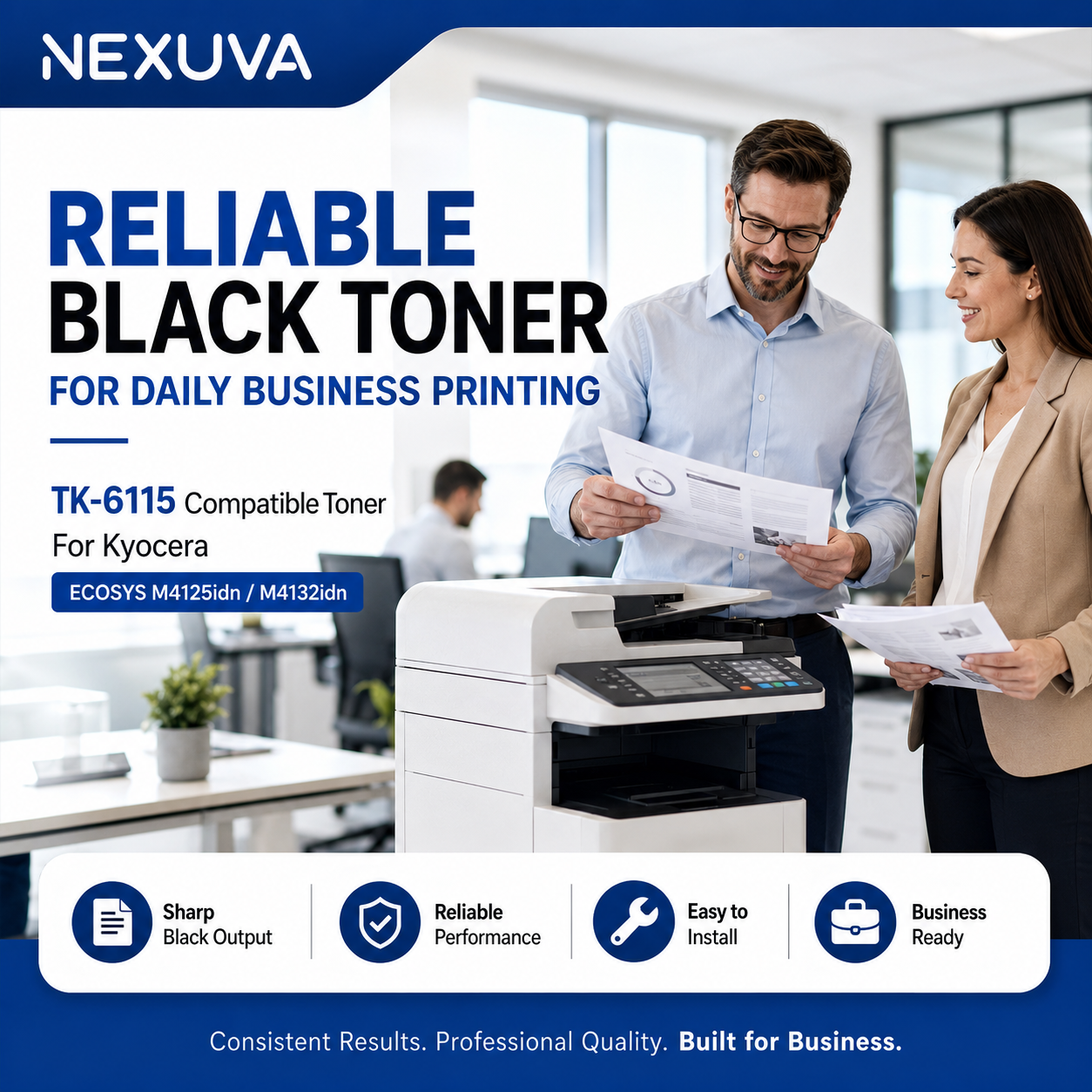 NEXUVA TK-6115 Compatible Black Toner Cartridge for Kyocera ECOSYS M4125idn and M4132idn