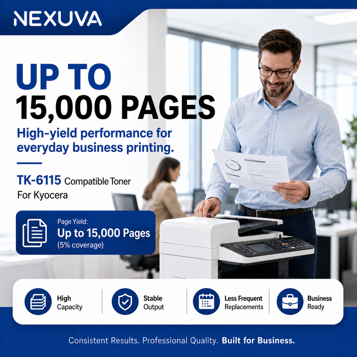 NEXUVA TK-6115 Compatible Black Toner Cartridge for Kyocera ECOSYS M4125idn and M4132idn