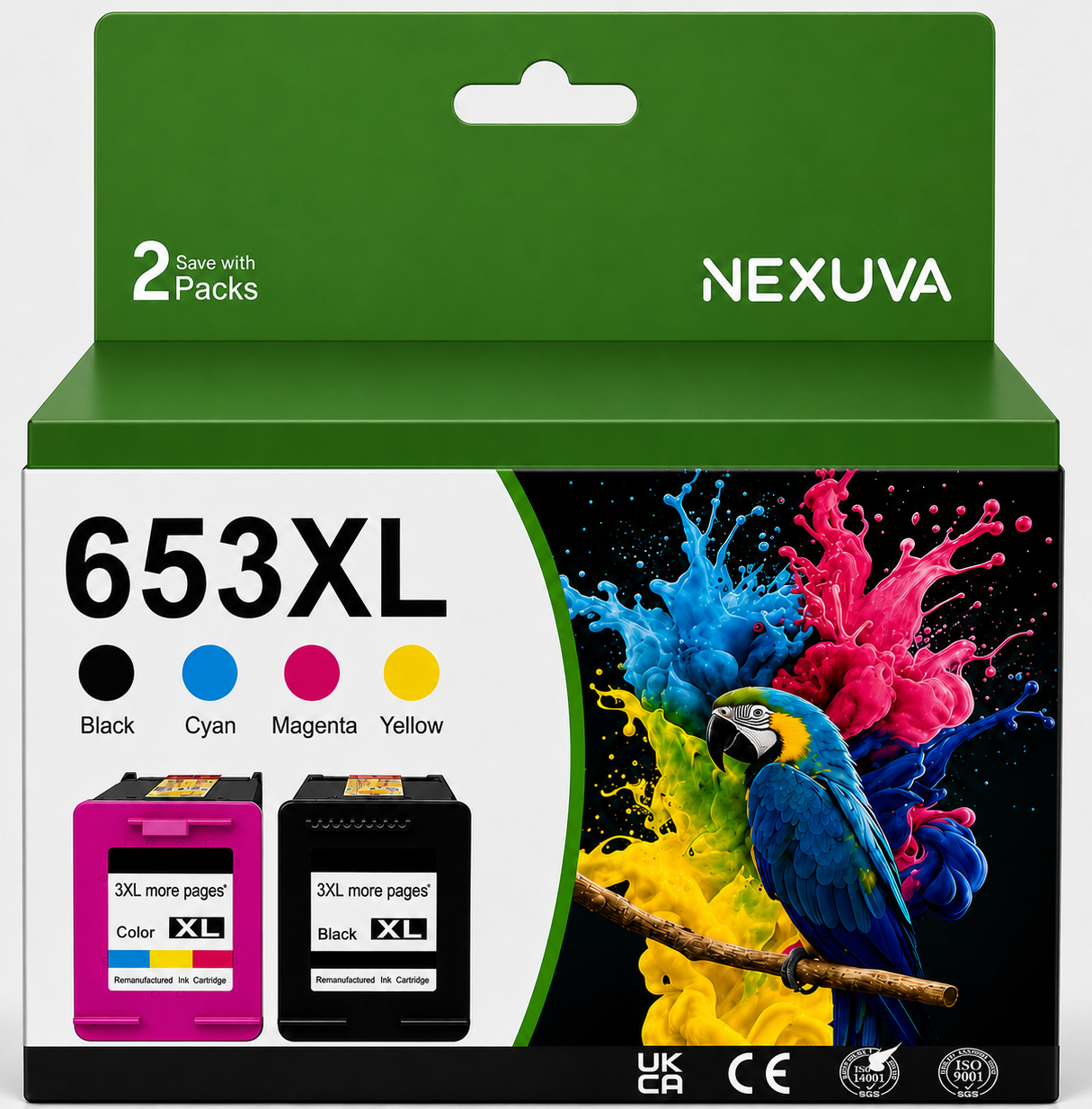 NEXUVA 653XL Compatible Ink Cartridge 2-Pack - Black & Color