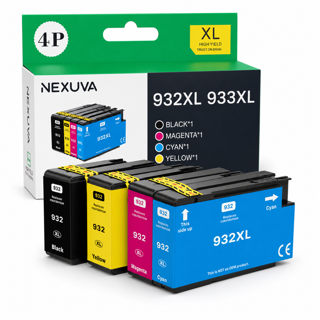 NEXUVA 932XL / 933XL Compatible Ink Cartridge 4-Pack - Black, Cyan, Magenta, Yellow