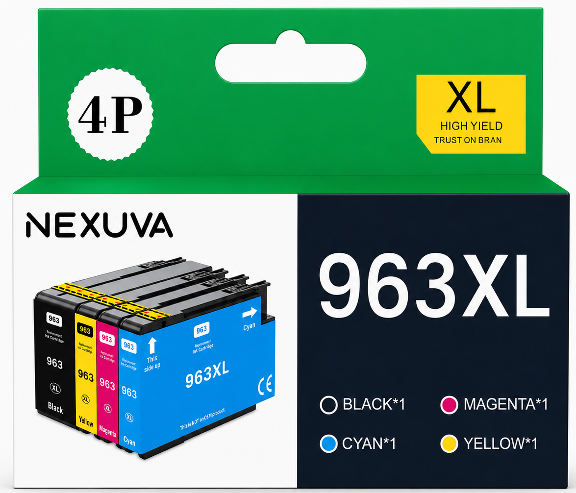 NEXUVA 963XL Compatible Ink Cartridge 4-Pack - Black, Cyan, Magenta, Yellow