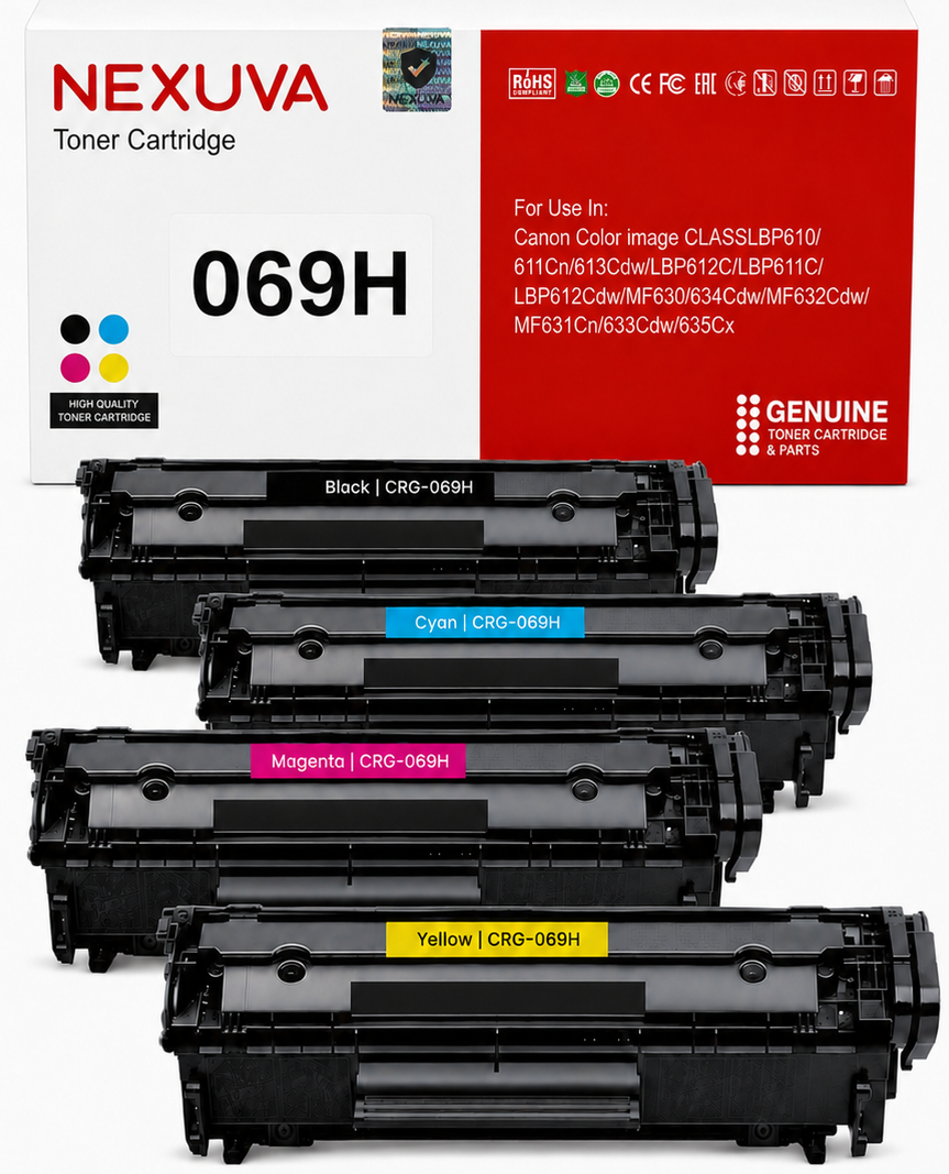 NEXUVA CRG-069H Compatible Toner Cartridge 4-Pack Set for Canon - Black, Cyan, Magenta, Yellow
